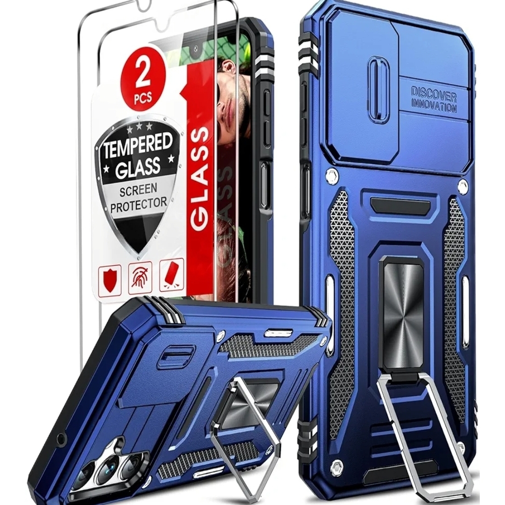 Blue Phone Case with Kick Stand, For Galaxy A71 No Screen Protector